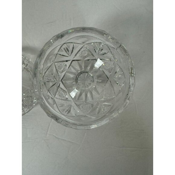 Clear pressed glass vintage candy dish with lid etched floral designs - Picture 5 of 10